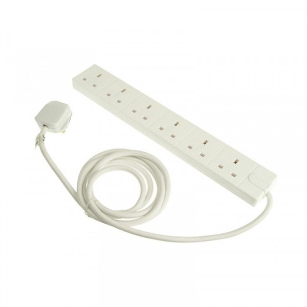 Buy Masterplug 6 Gang Extension Lead 2 Meter 13a White Online - Consumer Electronics