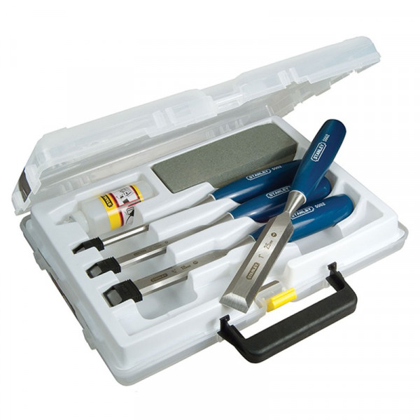 Buy Stanley Bevel Edge Chisel Set of 4 and Oilstone Online - Chisels