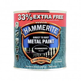 Hammerite 'direct to Rust' Metal Paint Hammered Black 750ml (+33% Free)