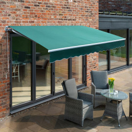 3.5m Budget Manual Awning, Plain Green