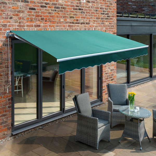 Buy 3.5m Budget Manual Awning, Plain Green Online - Awnings