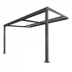 13.1ft X 9.8ft Anthracite Veranda Garden Canopy with Retractable Sliding Roof Lean to Wall Primrose