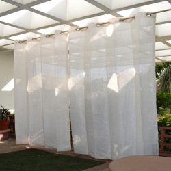 Pair of Polar White Outdoor Curtains with Stainless Steel Eyelets 185gsm Knitted H: 2.28m (7.4ft) X W: 2.74m (9ft)