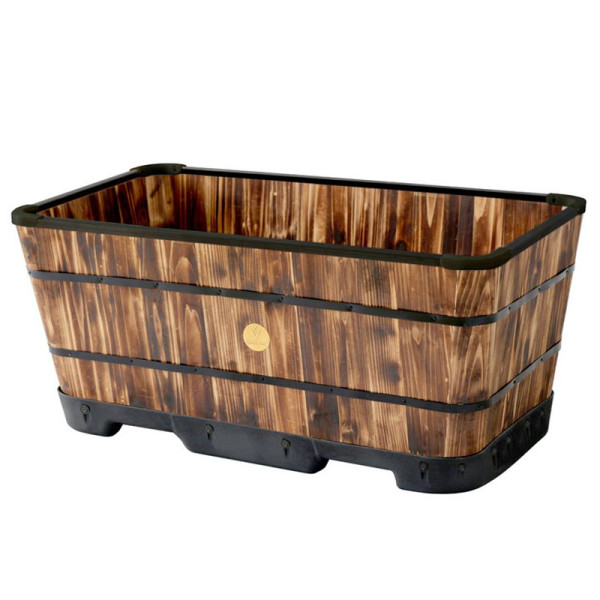 Buy Tapered Medium Trough Planter Burnt Oak Online - Green plants & flowering plants
