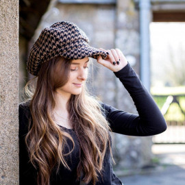 The Tatton Giant Black Houndstooth Hat Large