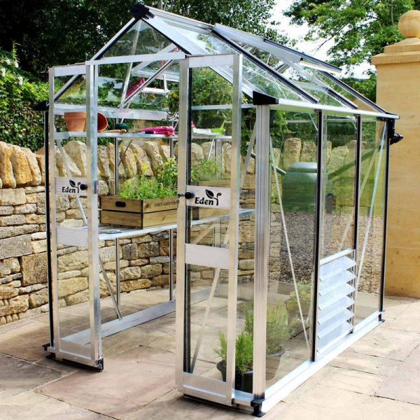 Buy Eden Birdlip 44 Greenhouse Black Aluminium Online - Green plants & flowering plants