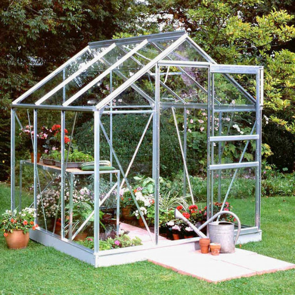 Buy Halls Aluminium Popular Greenhouse with Horti Glass + Base 6' x 6' + Accessories Online - Green plants & flowering plants
