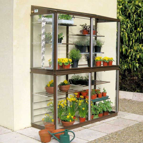 Buy Deluxe 5' Hampton Mini Lean to Greenhouse Chestnut Brown Online - Green plants & flowering plants