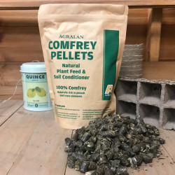 Comfrey Pellets and Recycled Water Can