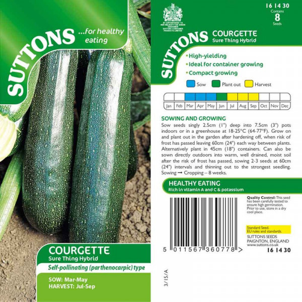 Buy Courgette Seeds Sure Thing Hybrid Online - Plant Seeds